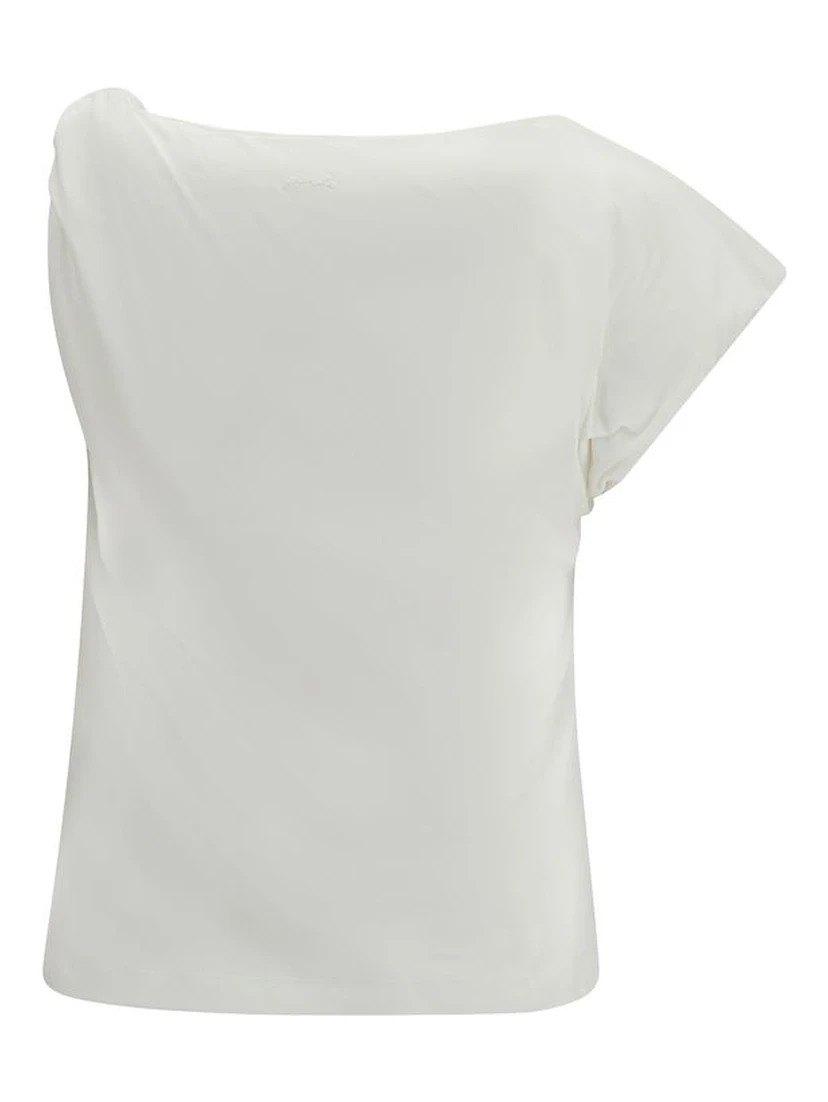 White Cotton Sleeveles T-Shirt