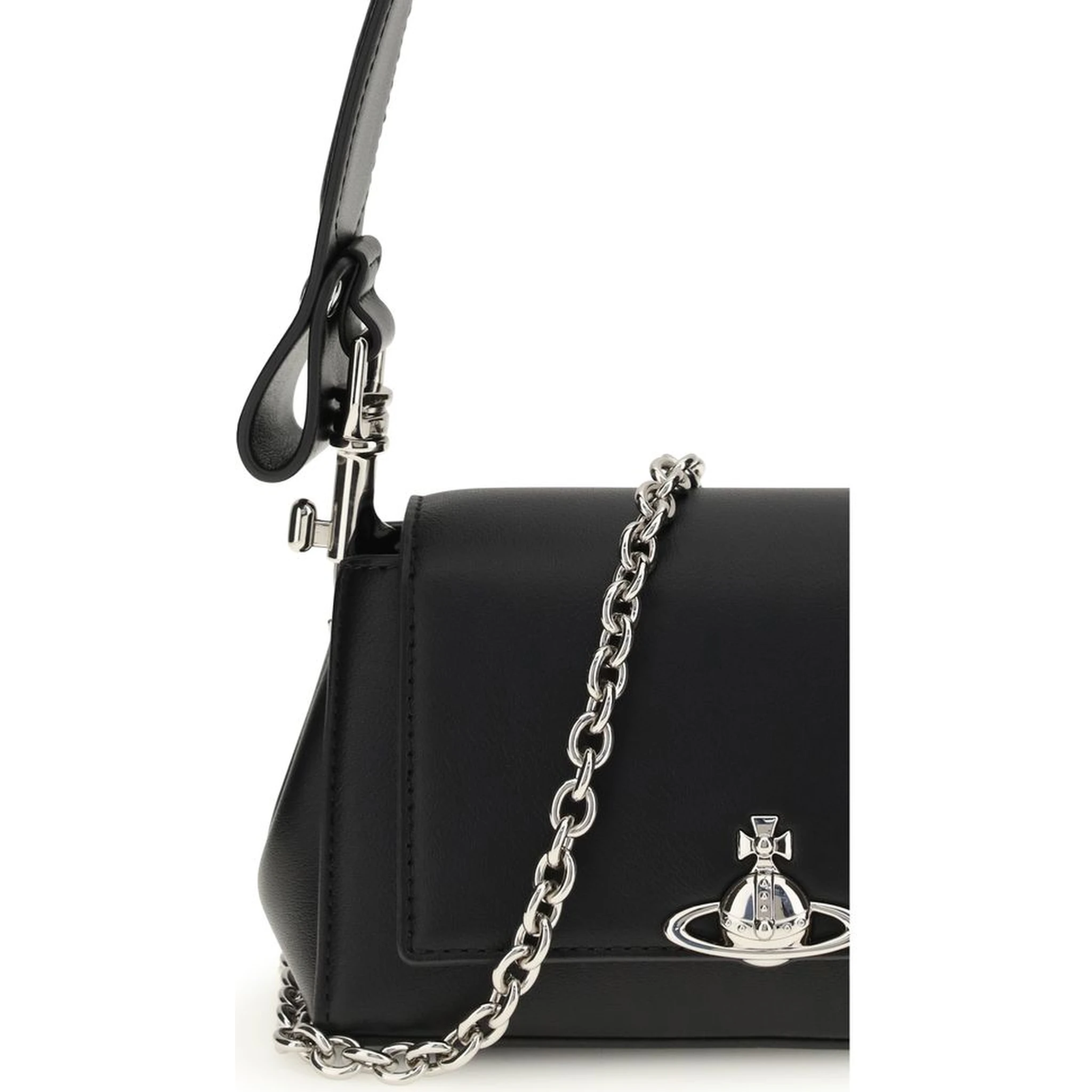 Black Polyurethane Shoulder Bag