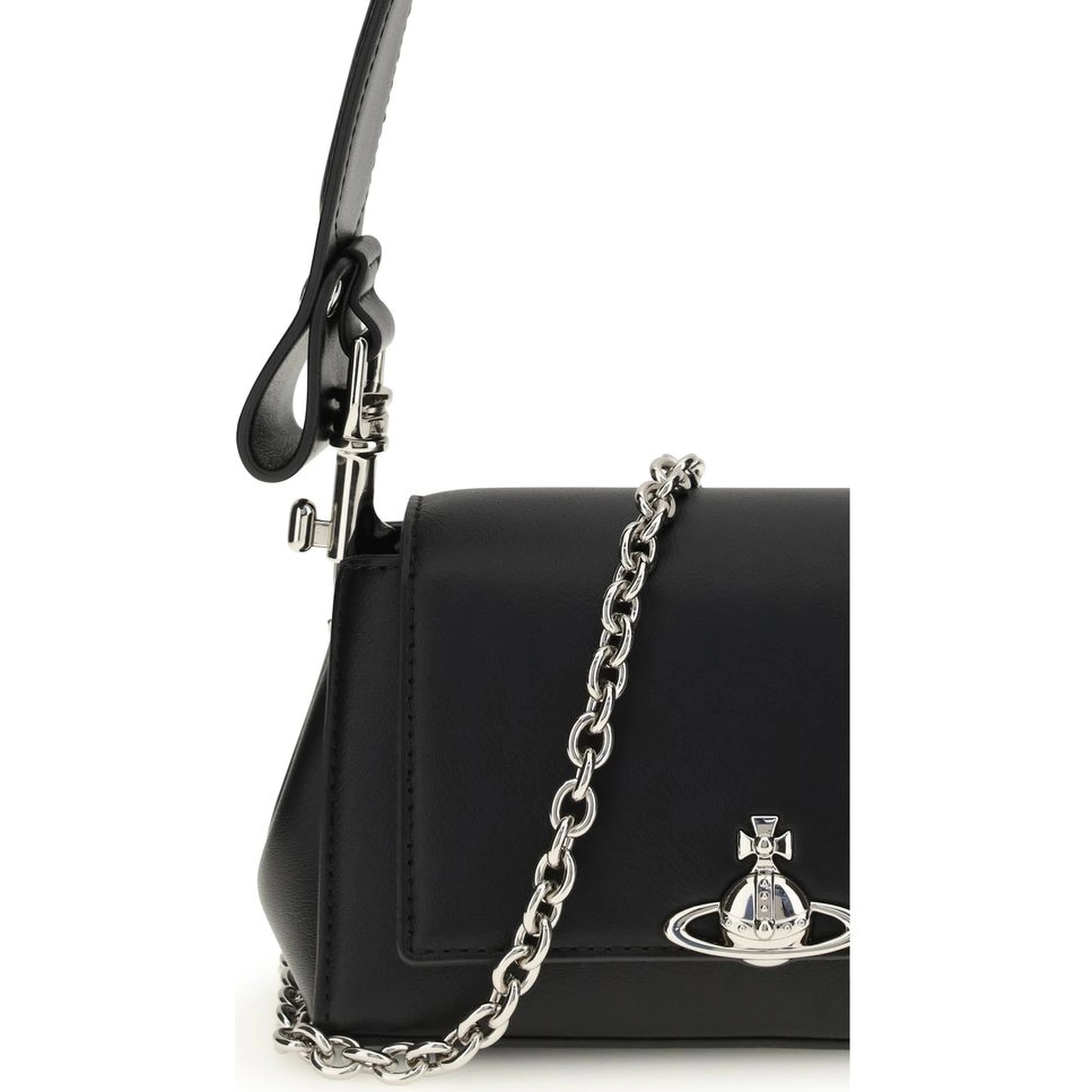 Black Polyurethane Shoulder Bag