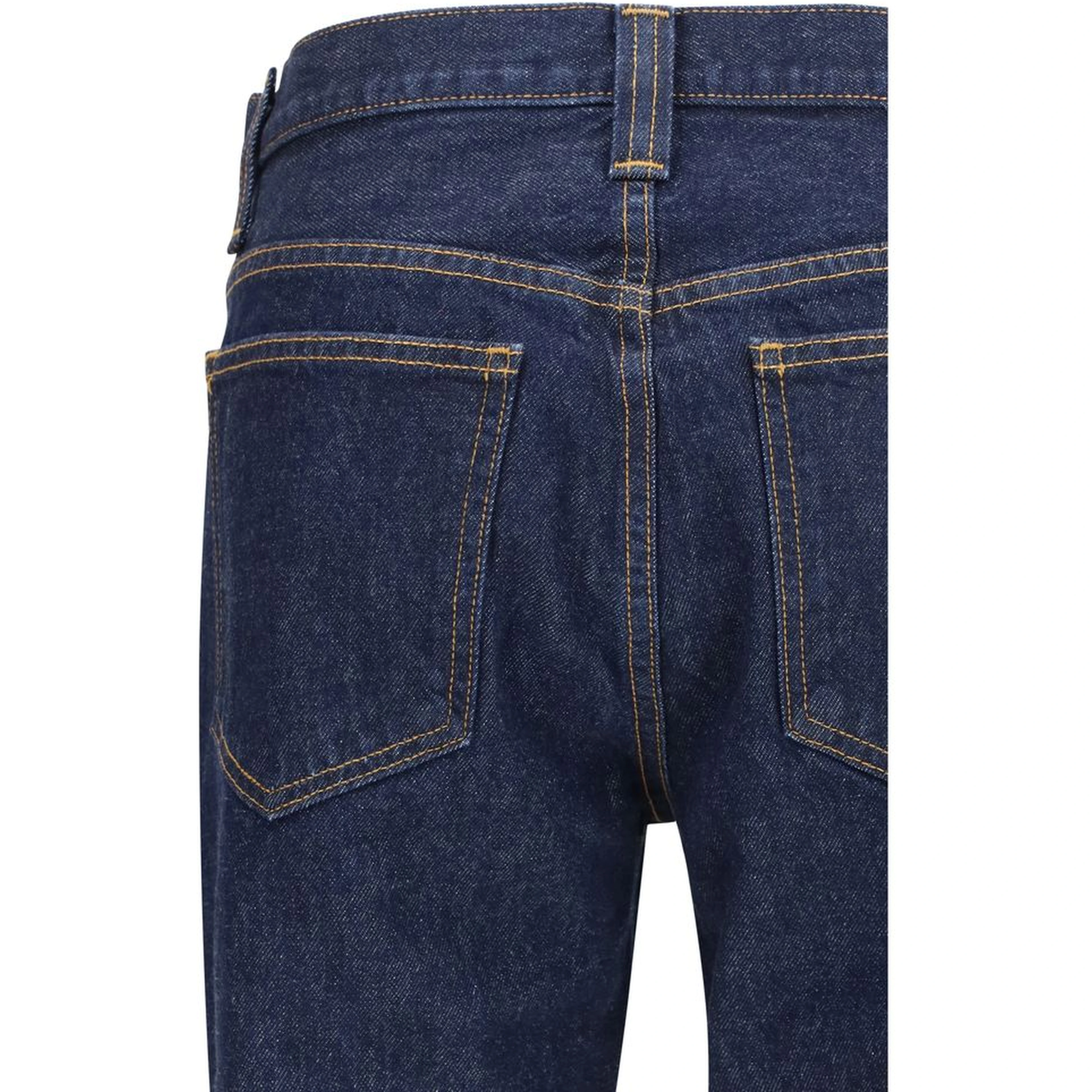 Blue Cotton Straight-Leg Jeans