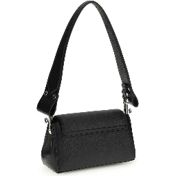 Black Polyurethane Shoulder Bag