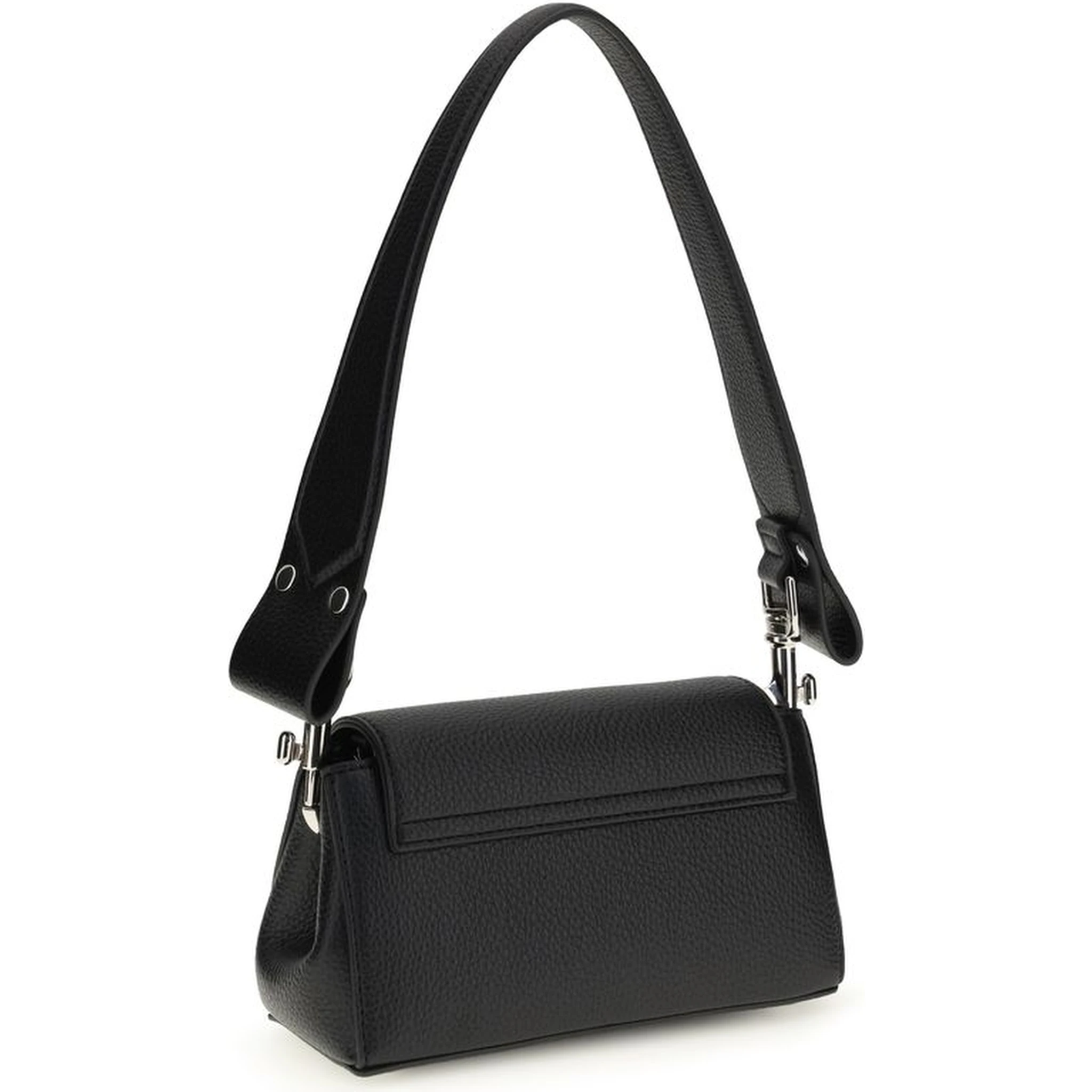 Black Polyurethane Shoulder Bag