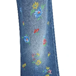 Blue Cotton High-Waisted Jean