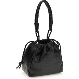 Black Polyurethane Shoulder Bag