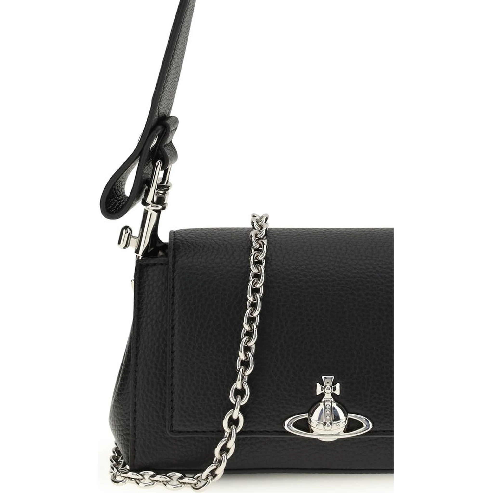 Black Polyurethane Shoulder Bag