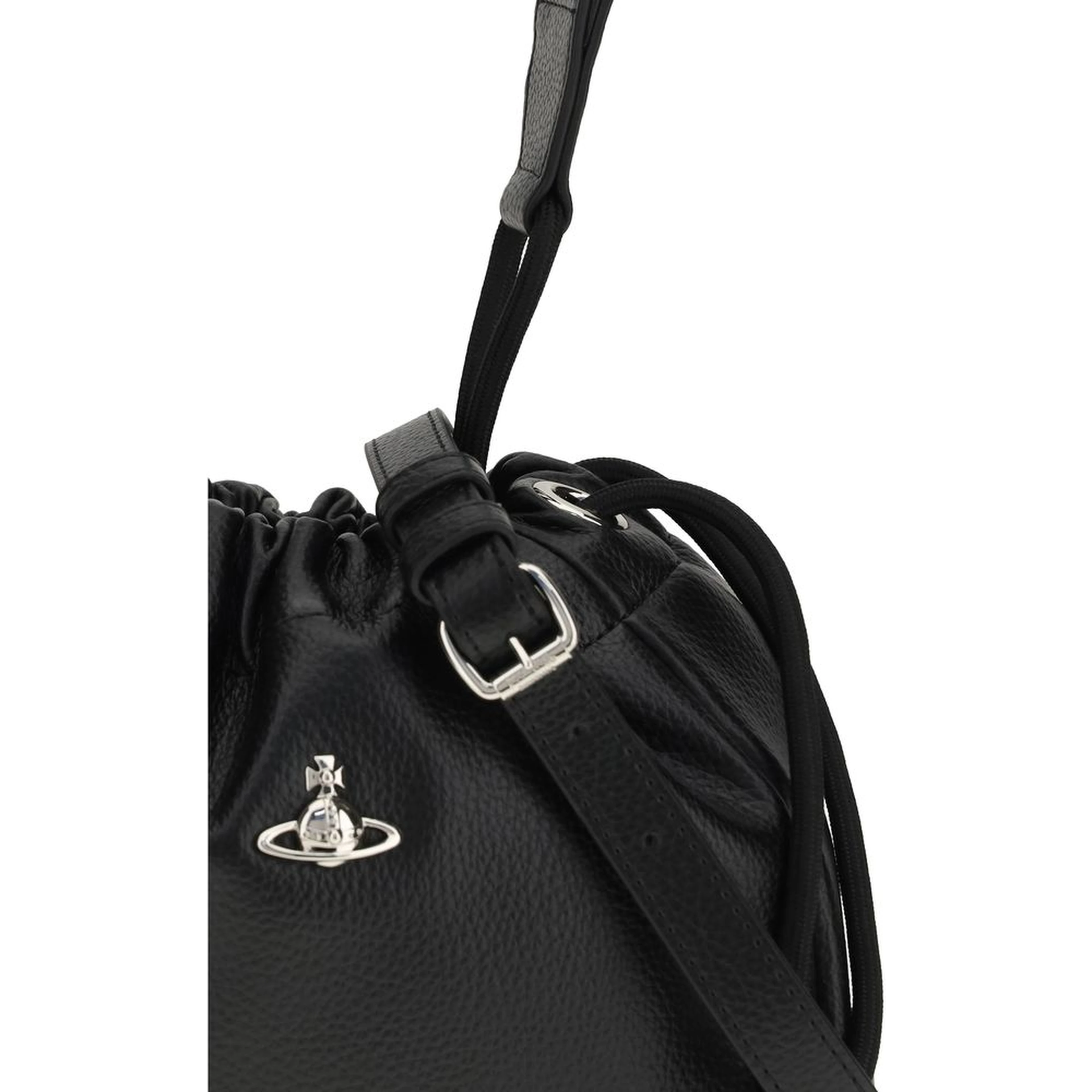 Black Polyurethane Shoulder Bag