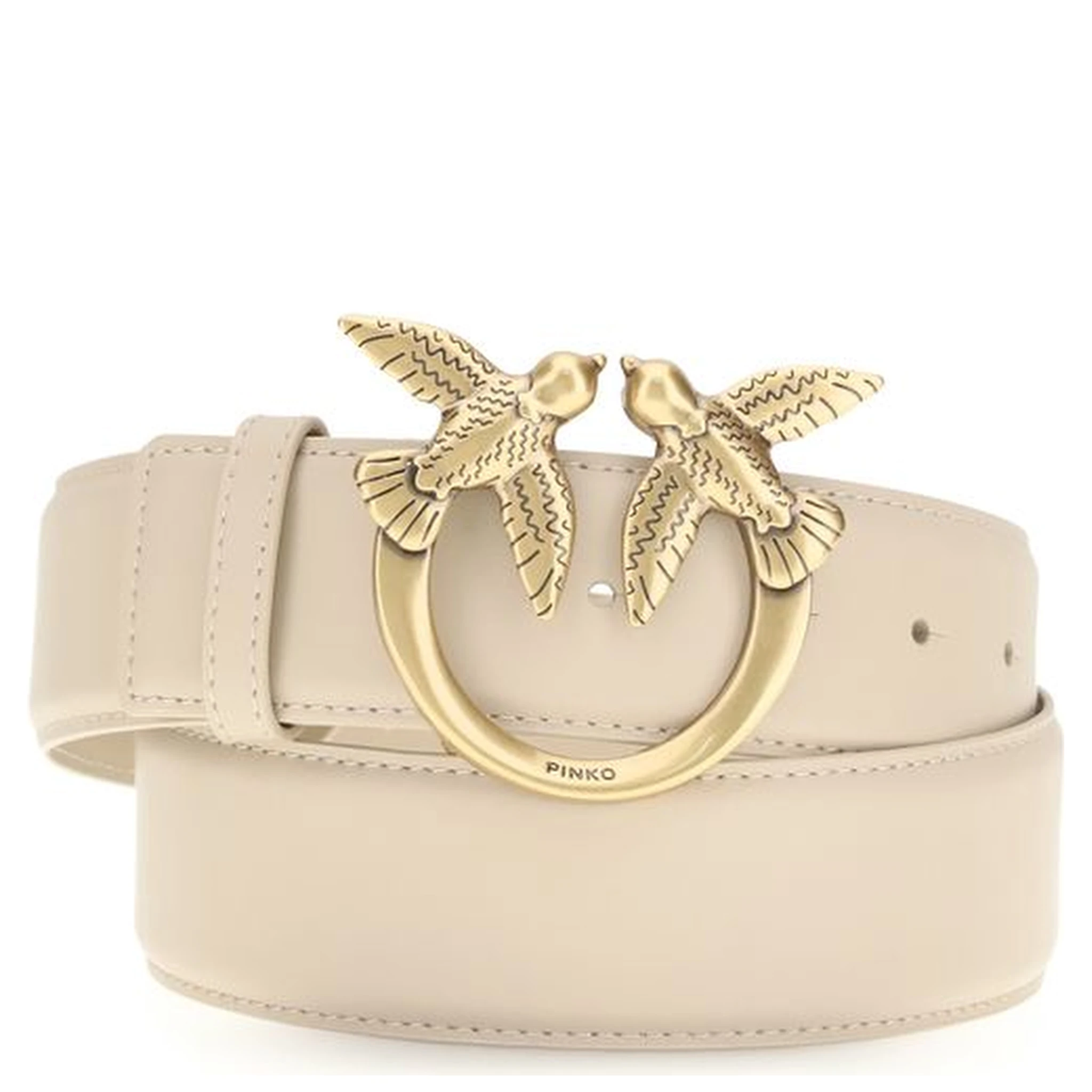 Beige Calf Leather Bos Taurus Regular Belt