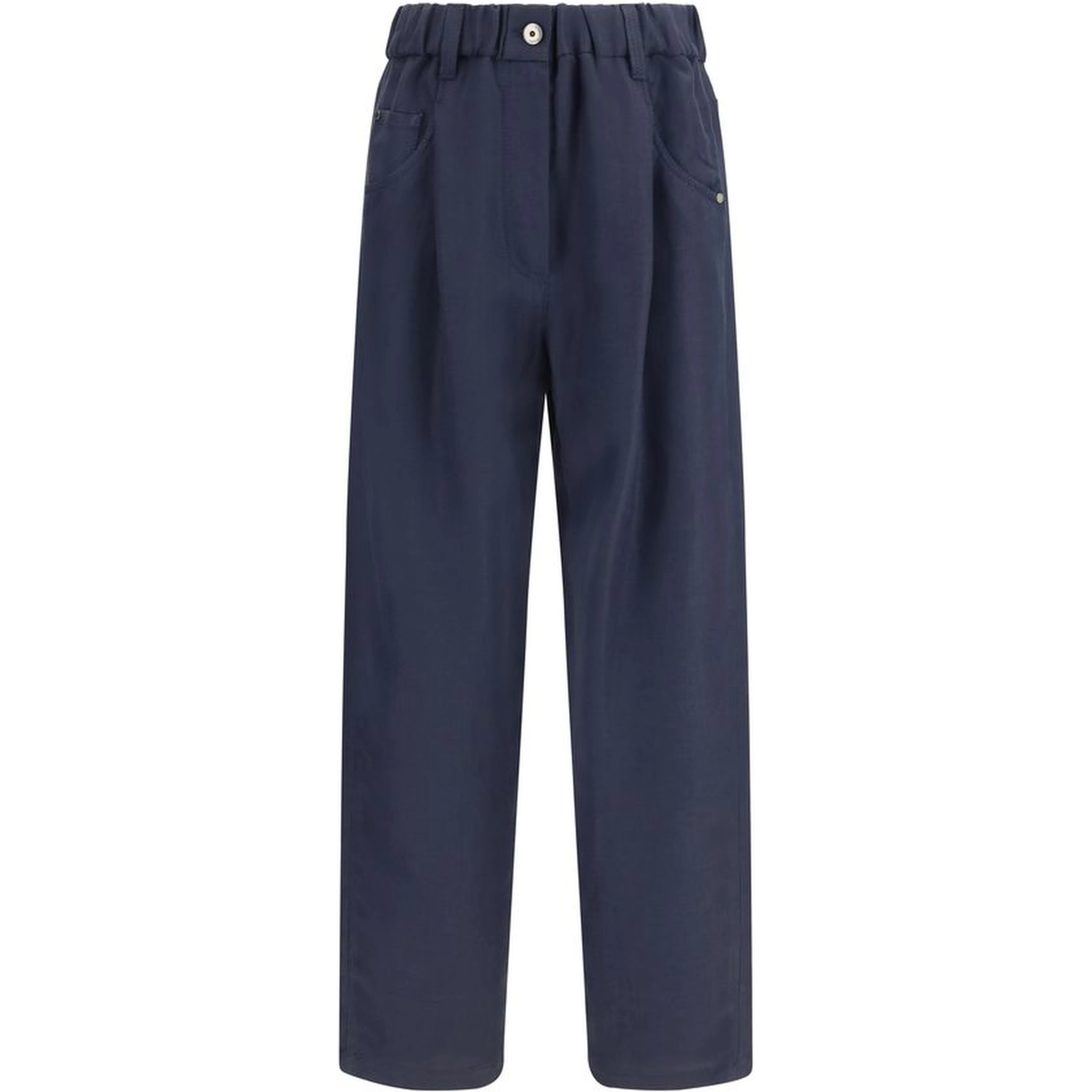 Blue Viscose Casual Pants