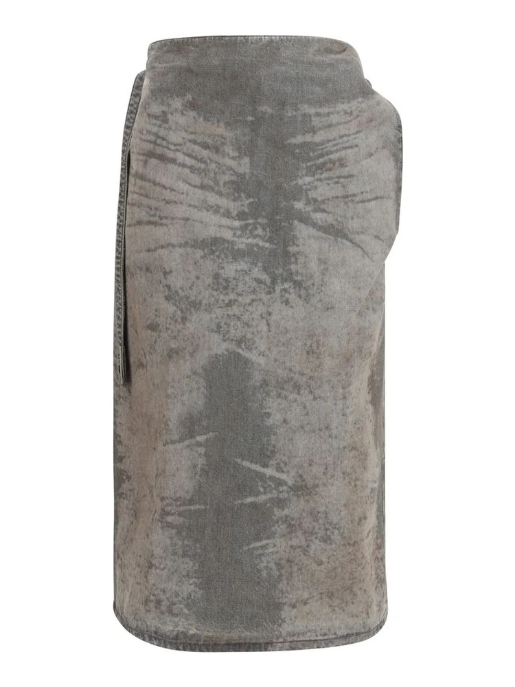 Gray Lyocell Midi Skirt
