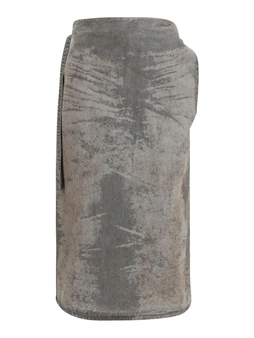 Gray Lyocell Midi Skirt