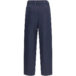 Blue Viscose Casual Pants