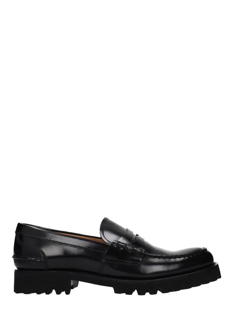 Black Leather Slip-On Loafers
