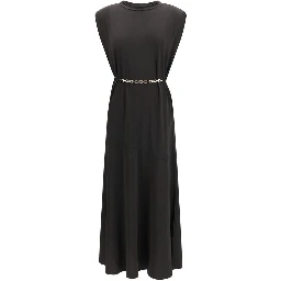 فستان كاجوال من الأسيتات الأسود