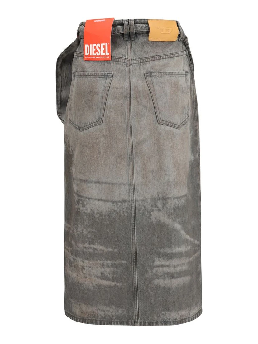 Gray Lyocell Midi Skirt