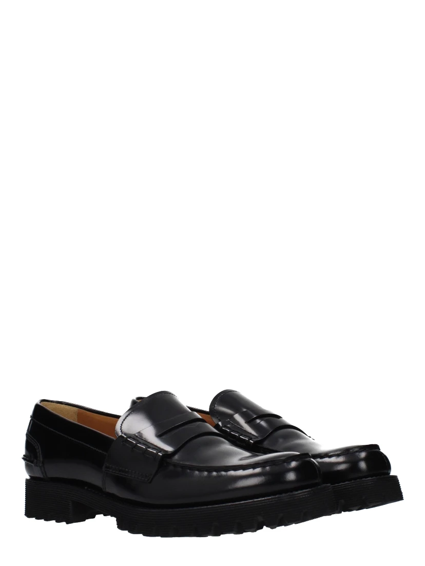 Black Leather Slip-On Loafers