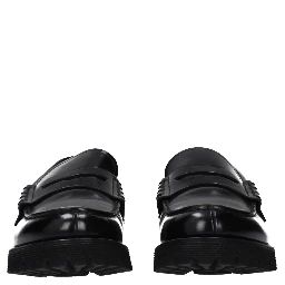 Black Leather Slip-On Loafers