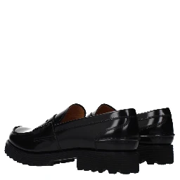 Black Leather Slip-On Loafers