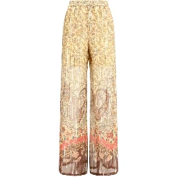 Multicolor Silk Casual Pants