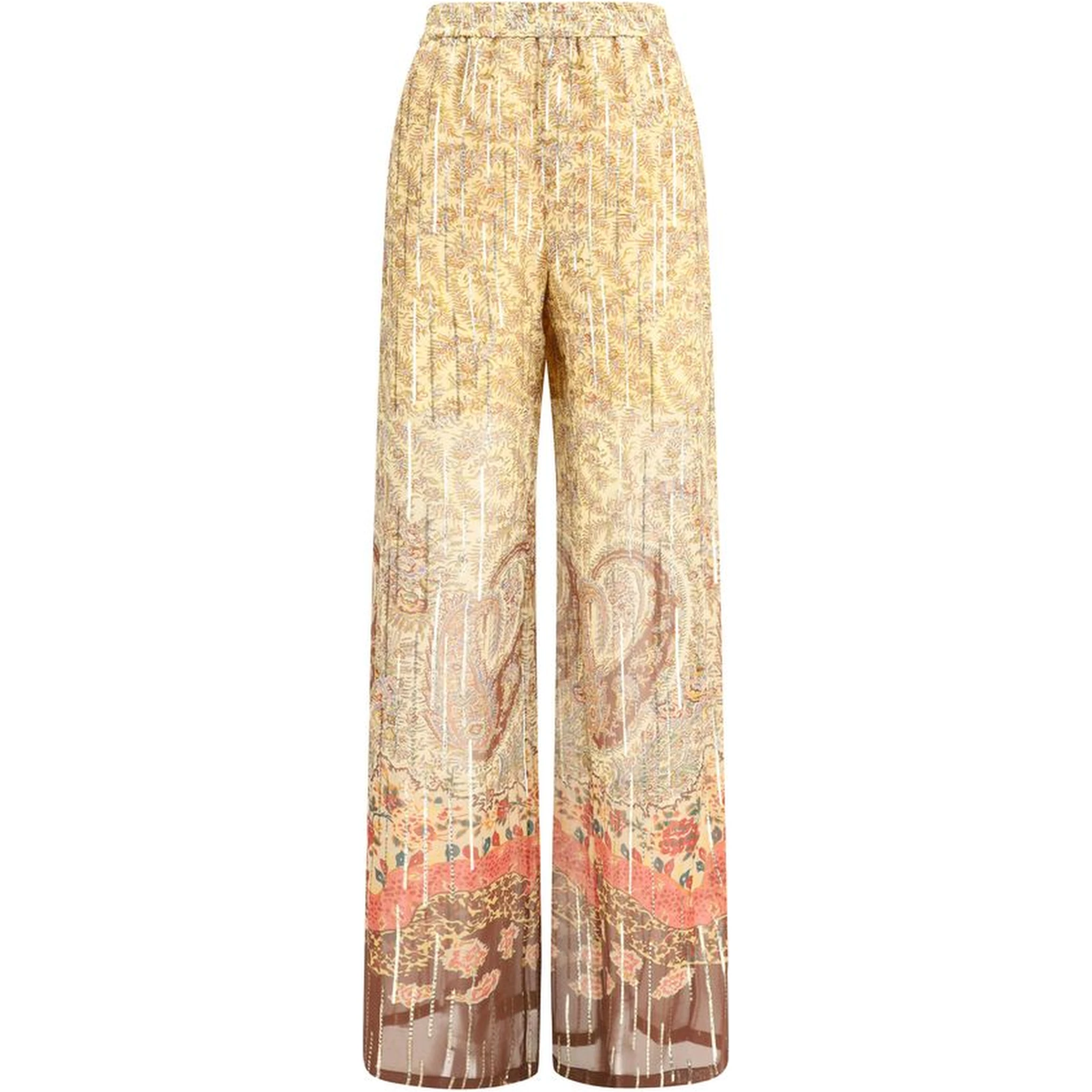 Multicolor Silk Casual Pants