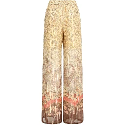 Multicolor Silk Casual Pants
