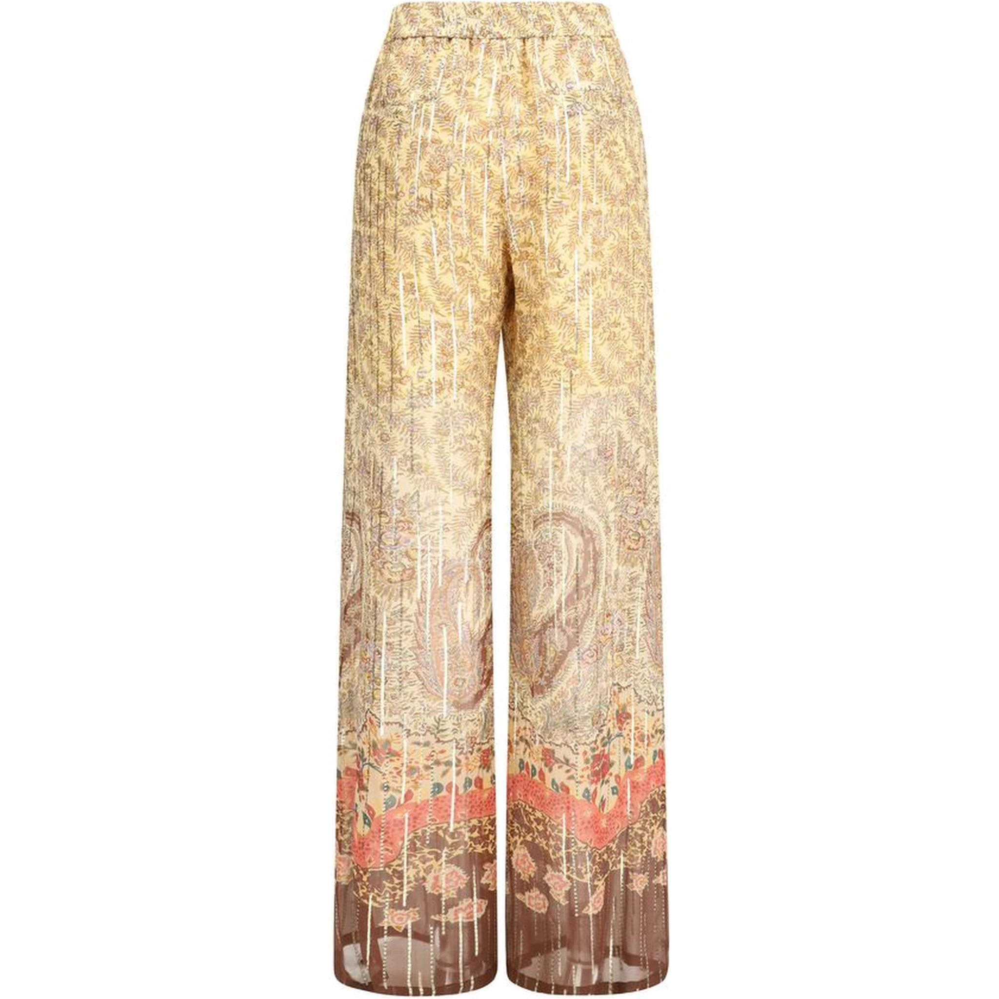 Multicolor Silk Casual Pants