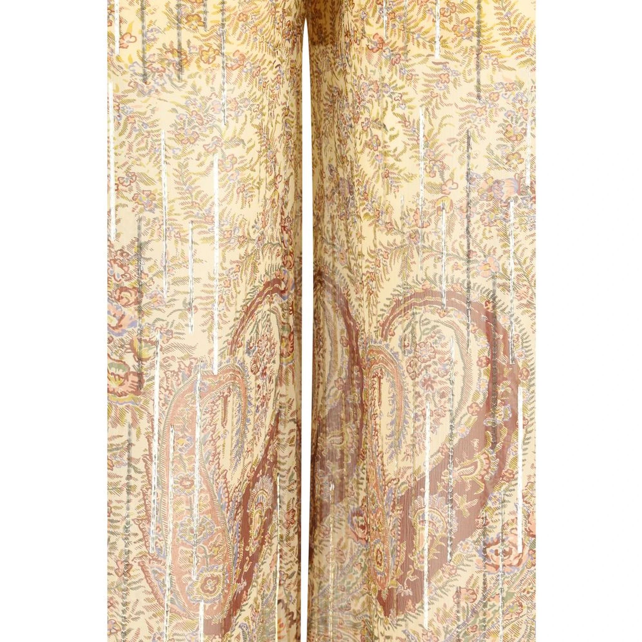 Multicolor Silk Casual Pants