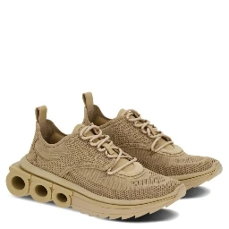 Beige Fabric Athletic Sneakers