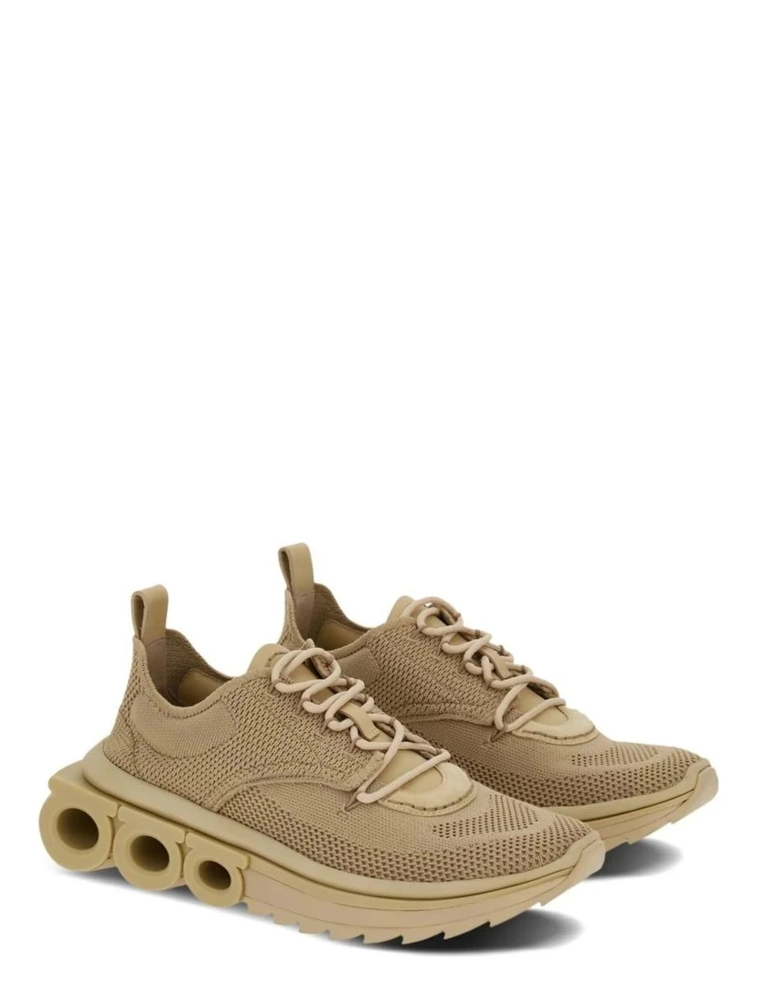 Beige Fabric Athletic Sneakers