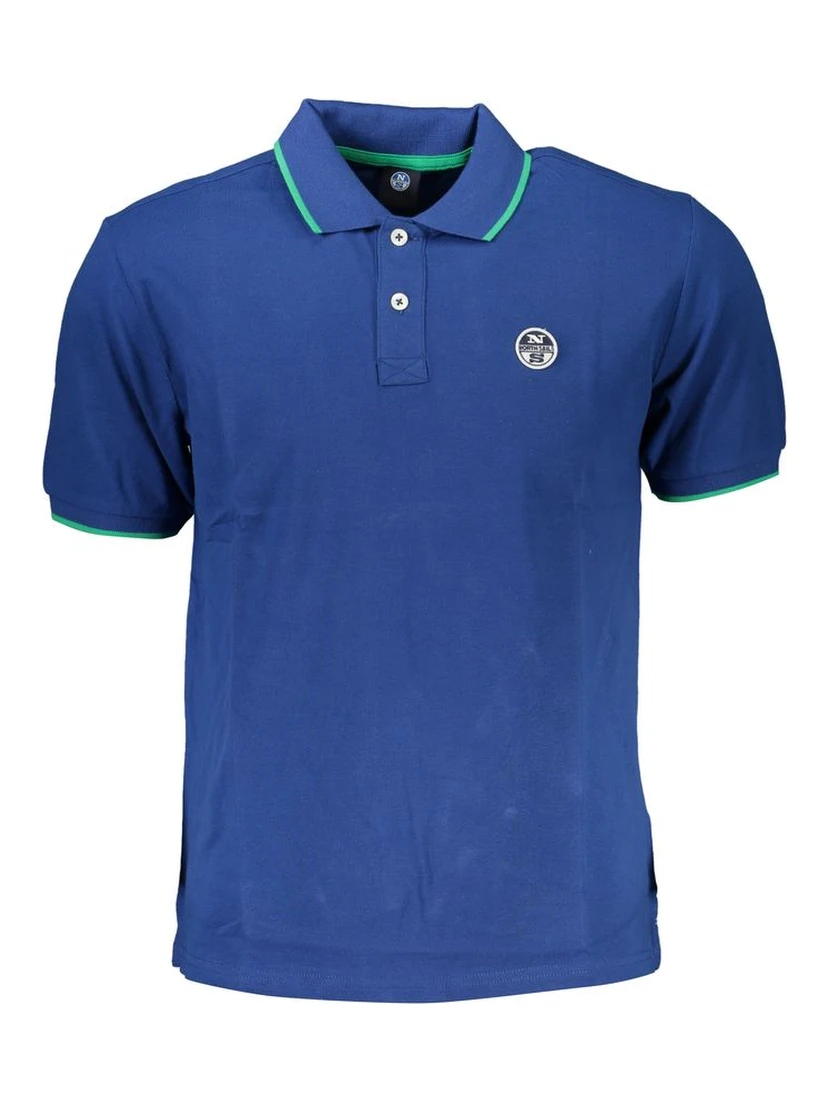 Blue Cotton Men Polo Shirt