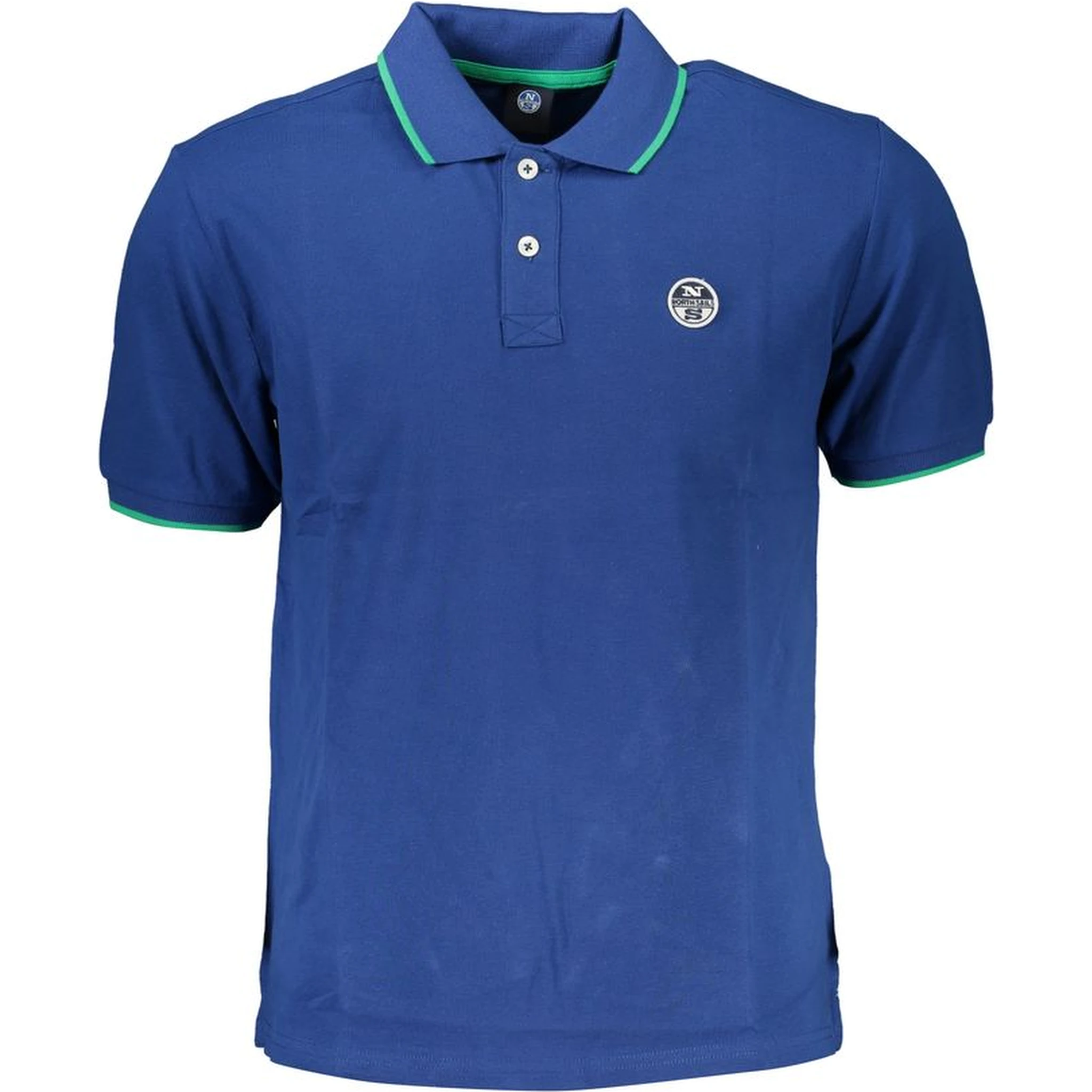 Blue Cotton Men Polo Shirt