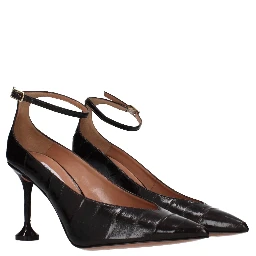 Brown Leather High Heel Pumps