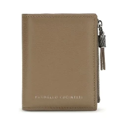 محفظة بوس توروس من جلد العجل البيج