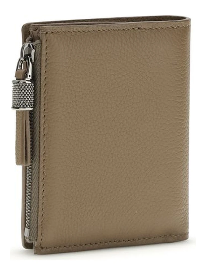Beige Calf Leather Bos Taurus Wallet