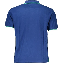 Blue Cotton Men Polo Shirt