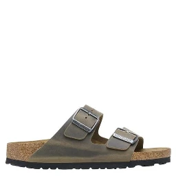 Bicolor Leather Flat Sandals