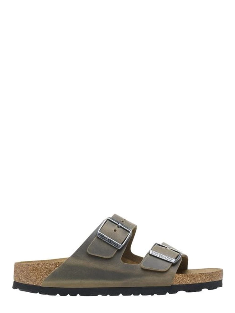 Bicolor Leather Flat Sandals