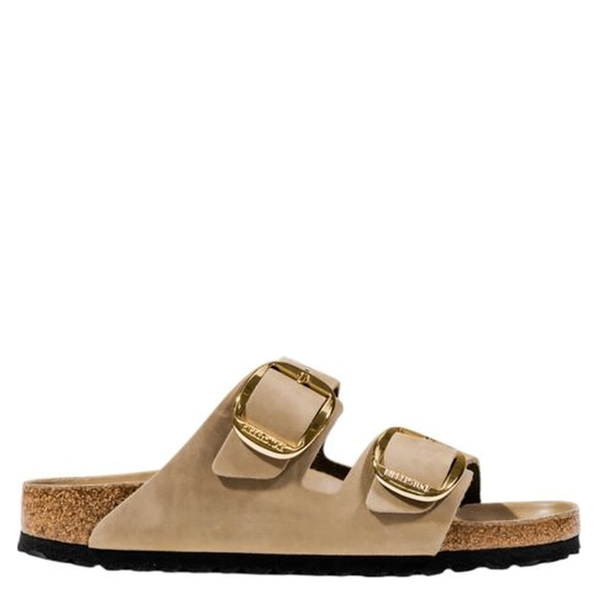Beige Leather Flat Sandals