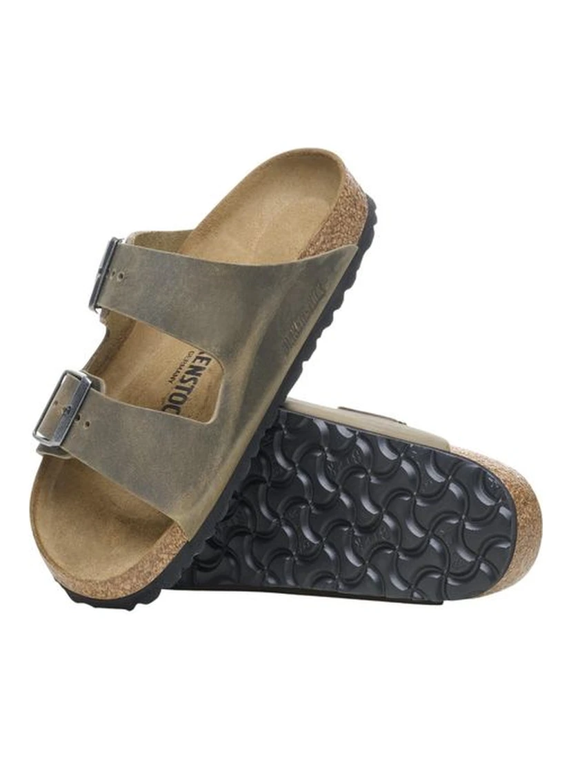 Bicolor Leather Flat Sandals