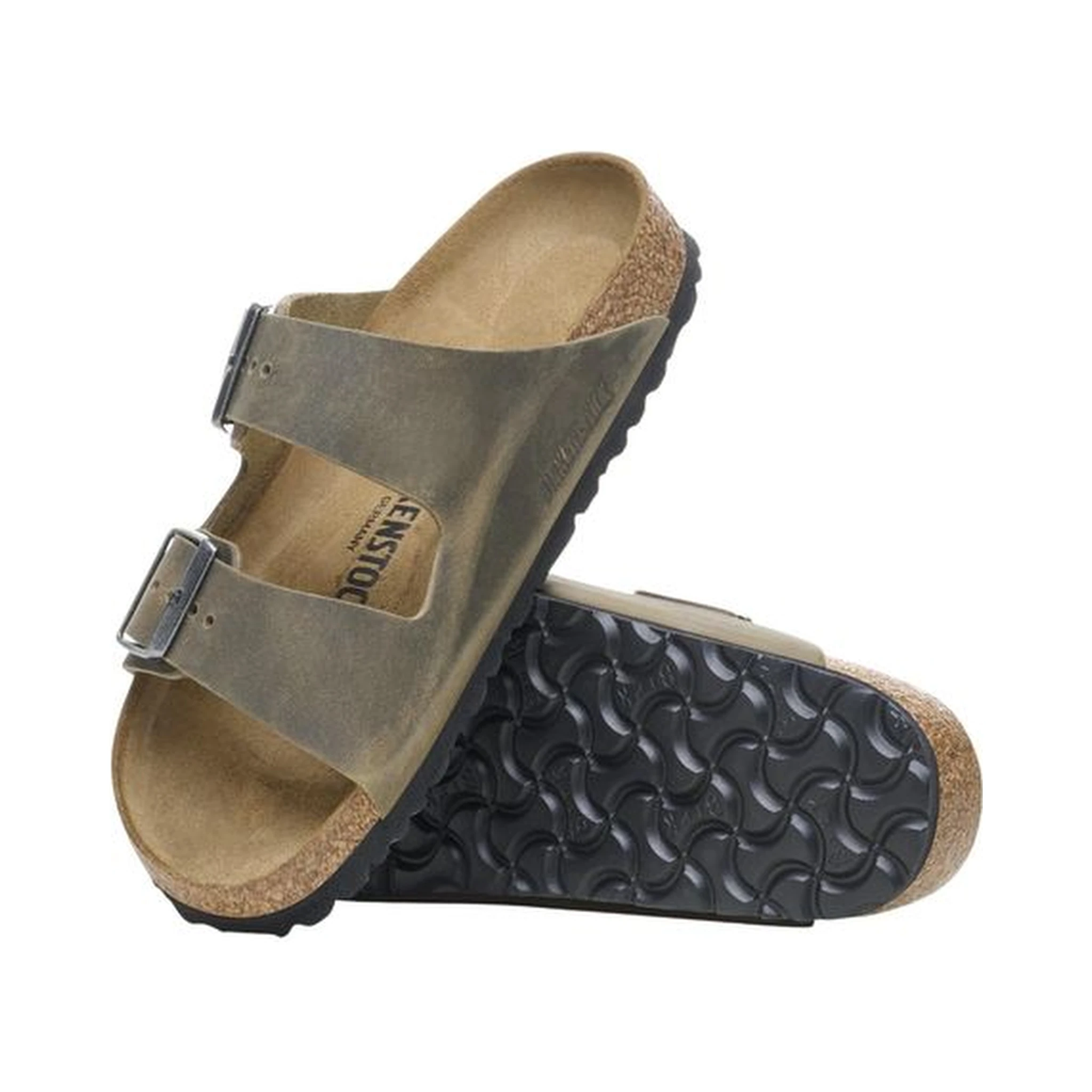 Bicolor Leather Flat Sandals