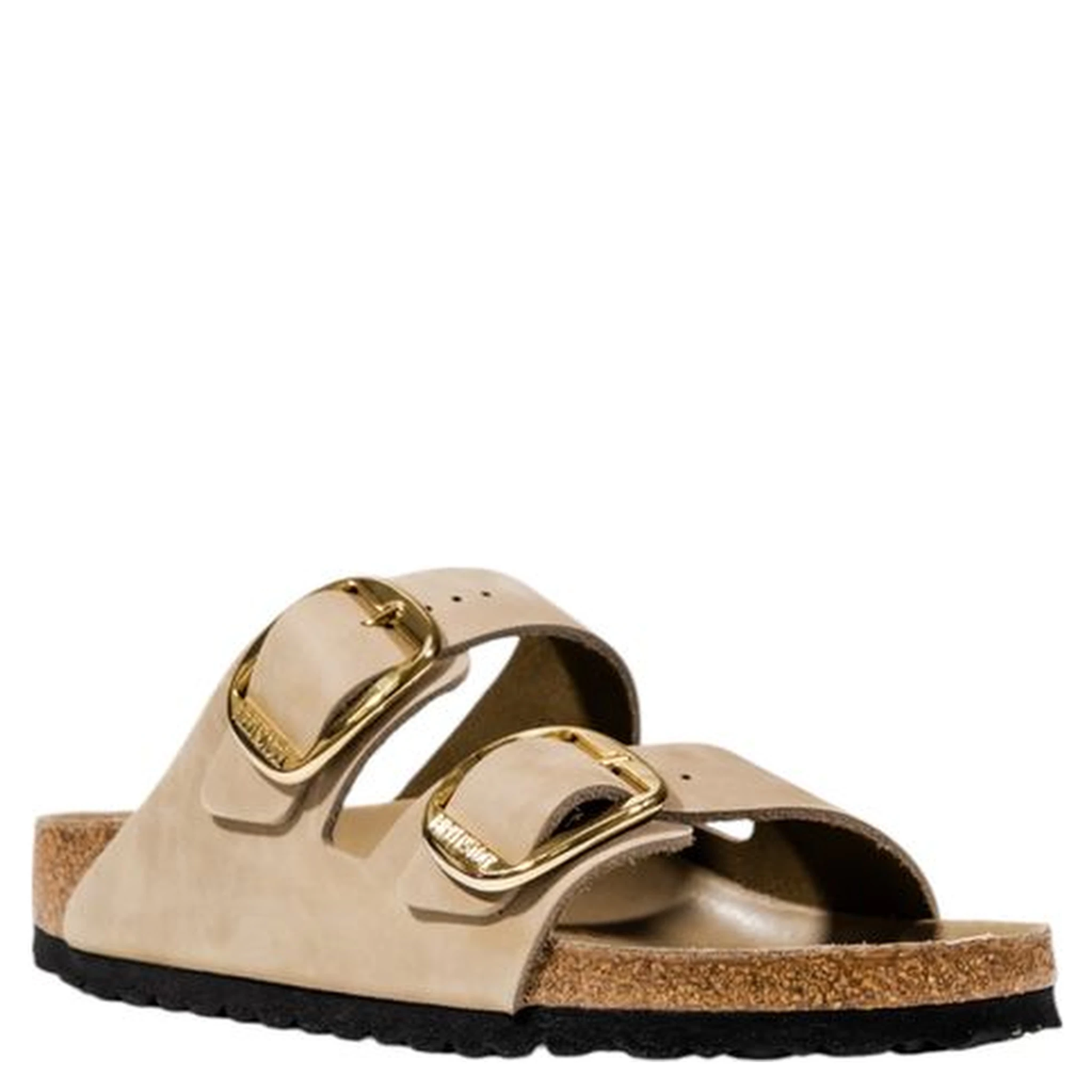 Beige Leather Flat Sandals