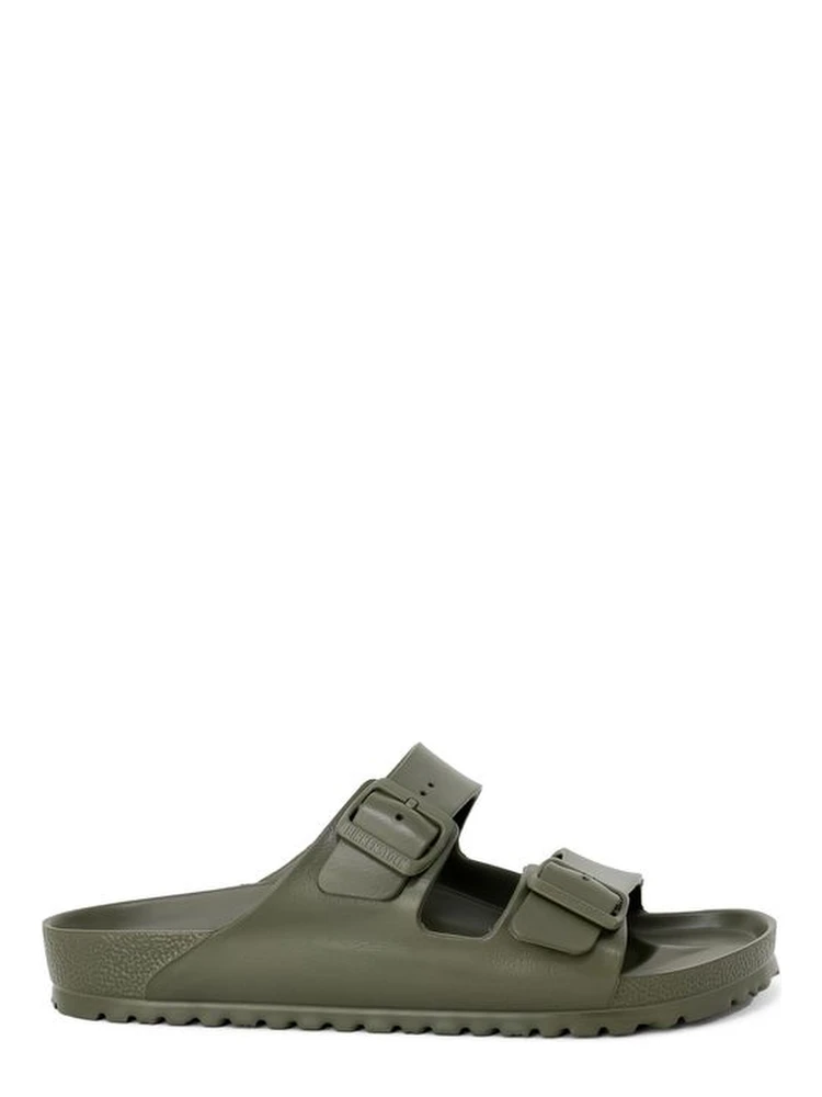 Green Plastic Flat Sandals