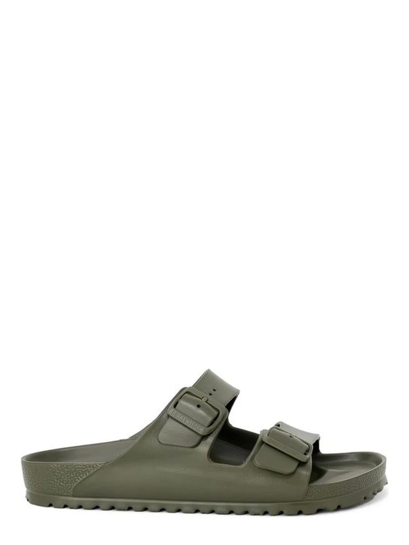 Green Plastic Flat Sandals