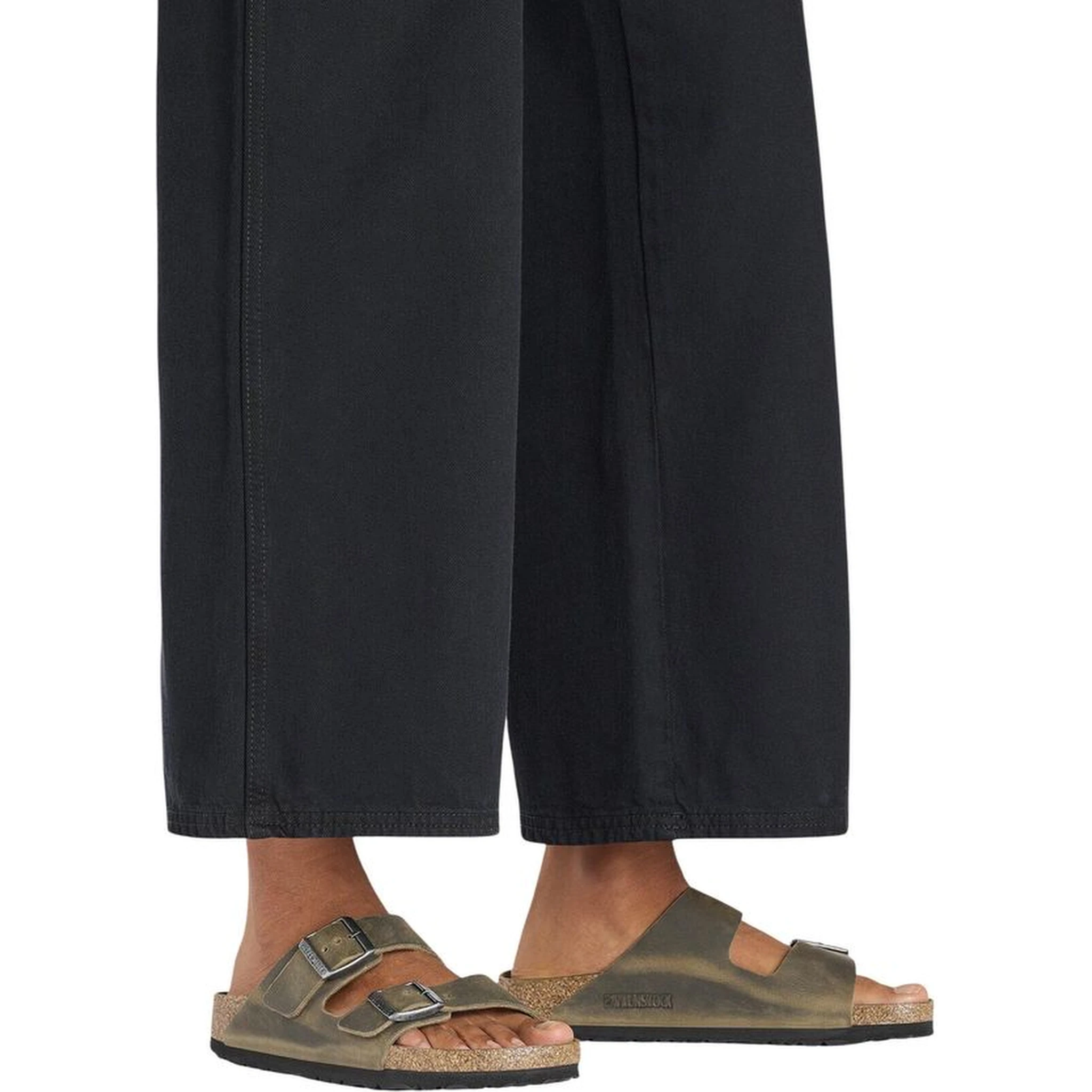 Bicolor Leather Flat Sandals