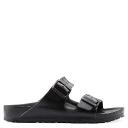 Black Polyester Flat Sandals