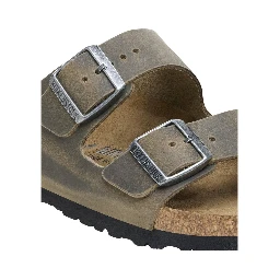 Bicolor Leather Flat Sandals