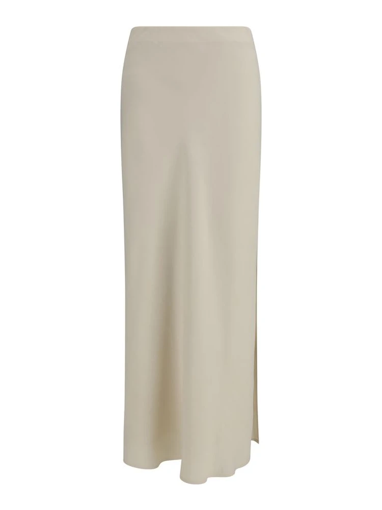 Beige Viscose Long Skirt