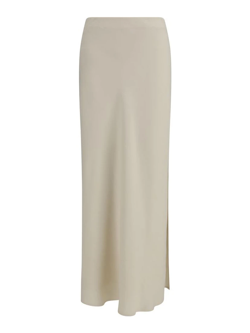 Beige Viscose Long Skirt