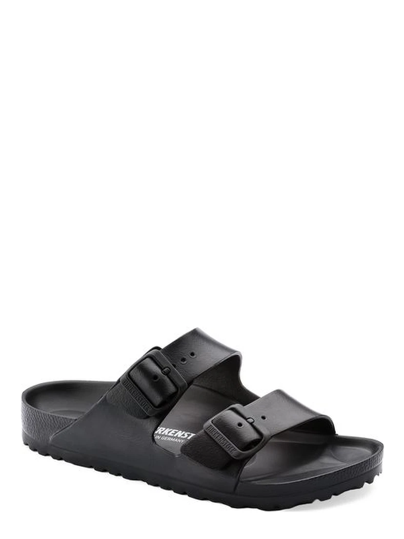 Black Polyester Flat Sandals