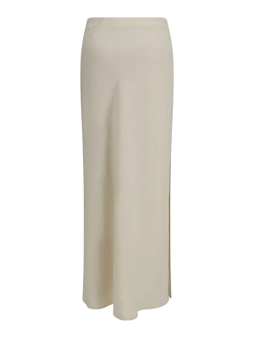 Beige Viscose Long Skirt