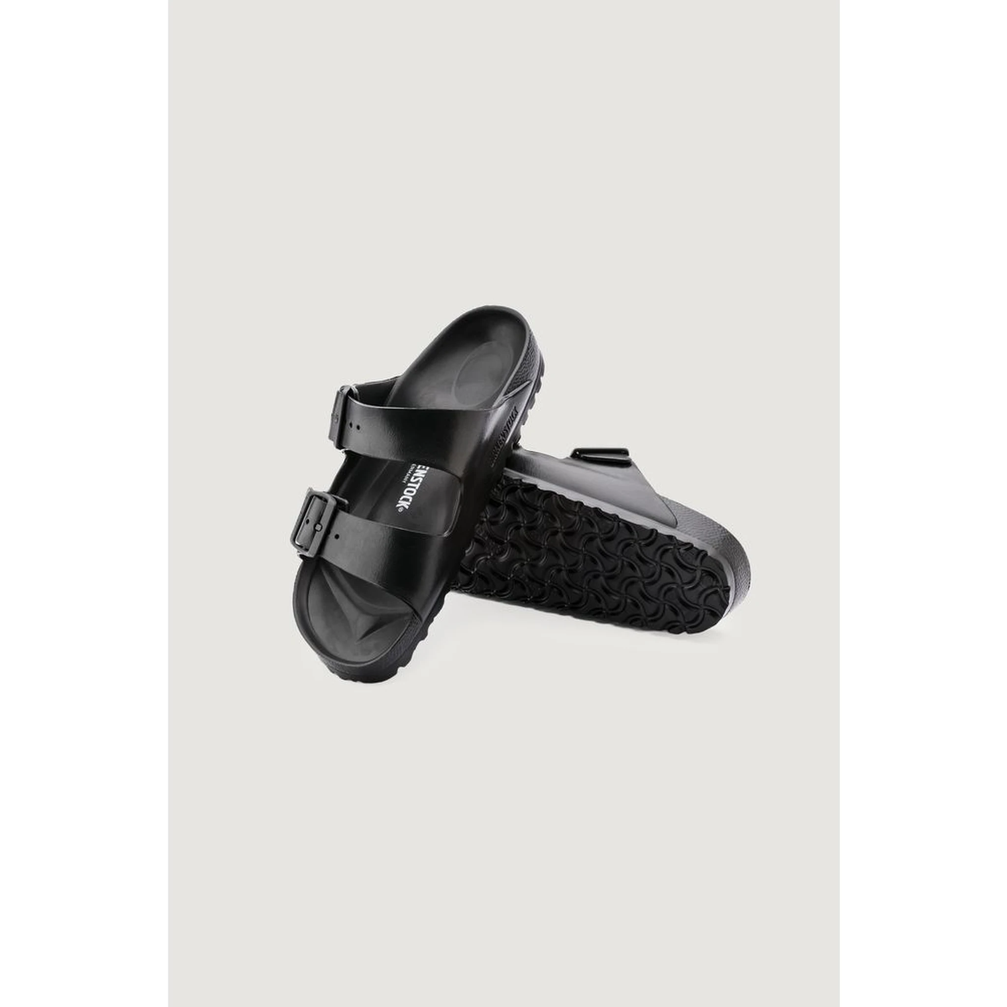 Black Polyester Flat Sandals